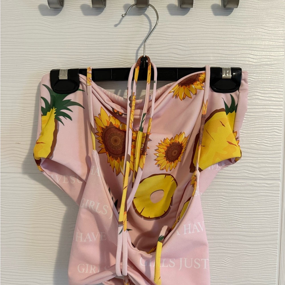 POP UNDERWEAR Pink Bikini with Sunflower and Pineapple Print
